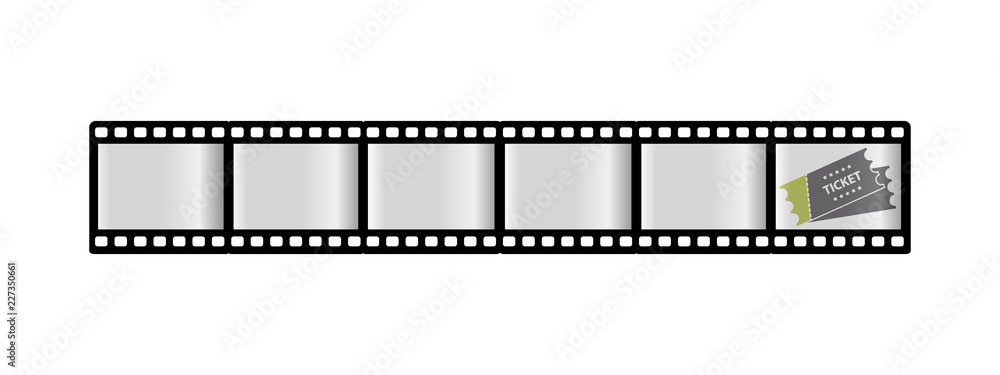 Film Strip And Ticket - Cinema, Movie Icons - Vector Illustration - Isolated On White Background