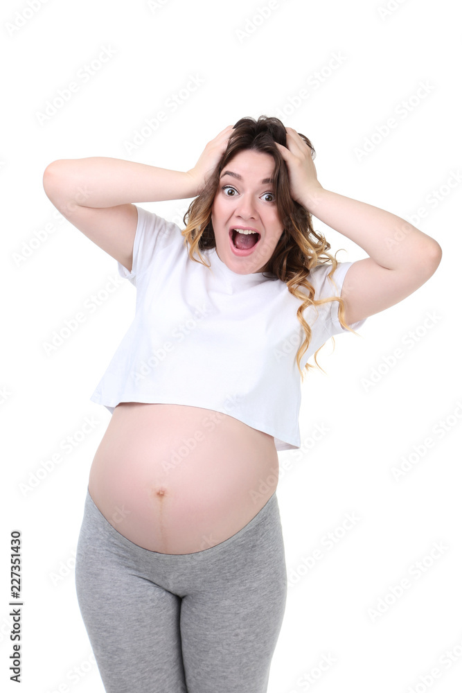 Beautiful pregnant woman on white background Beautiful pregnant woman on white background