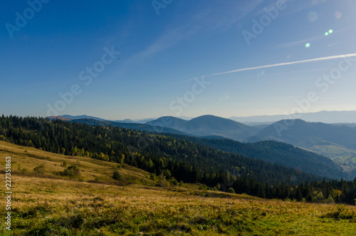 Carpathian mountains in sunny day in the autumn season © thaarey1986