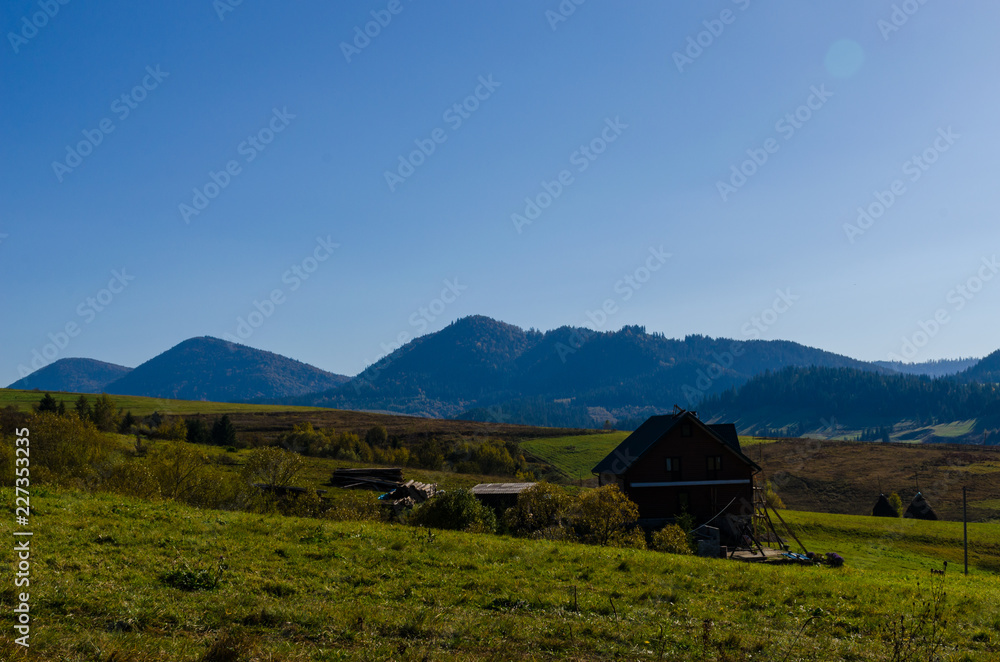 Carpathian mountains in sunny day in the autumn season Carpathian mountains in sunny day in the autumn season