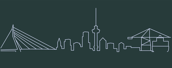 Fototapete Rotterdam Rotterdam Skyline als minimalistische Linienzeichnung  © pabloprat