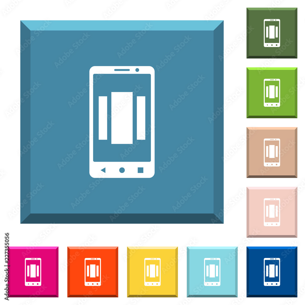 Setting up mobile homescreen white icons on edged square buttons Stock ...