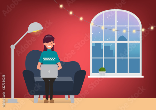Freelance working anywhere and anytime. Holiday people working background.