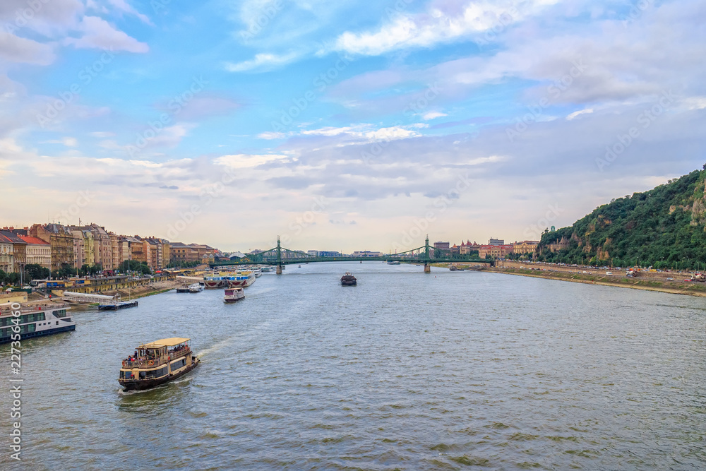 Naklejka premium Danube river in the Budapest city, Hungary