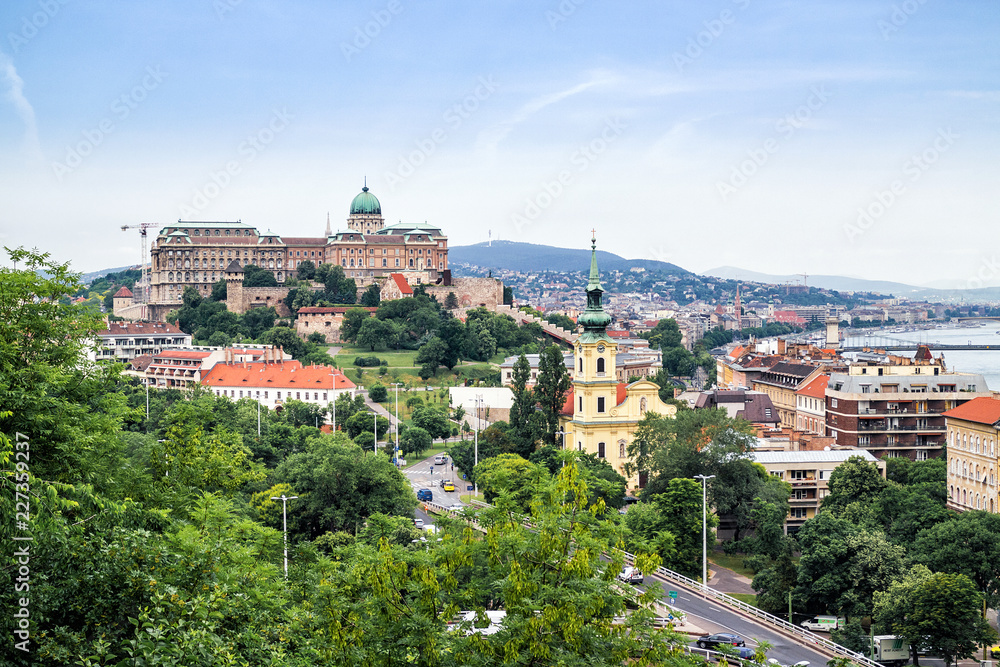 Cityscape of historical district in Budapest city, Buda castle, Hungary