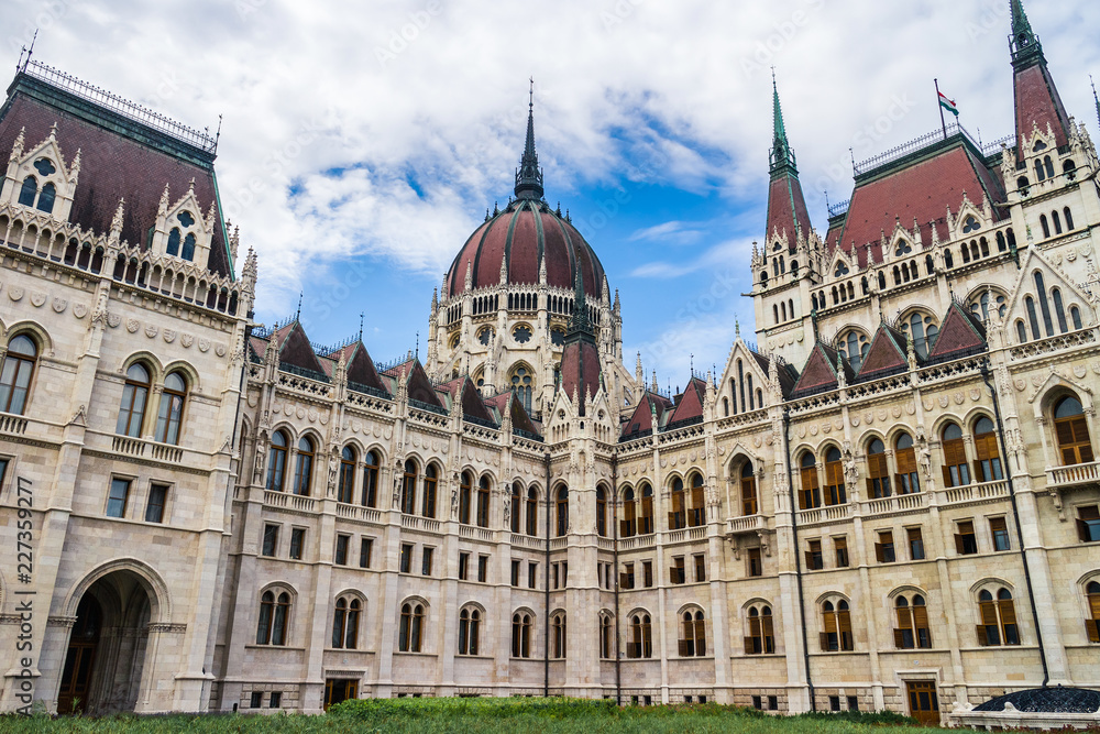 Editorial Facade of parliament building in Budapest city,Hungary