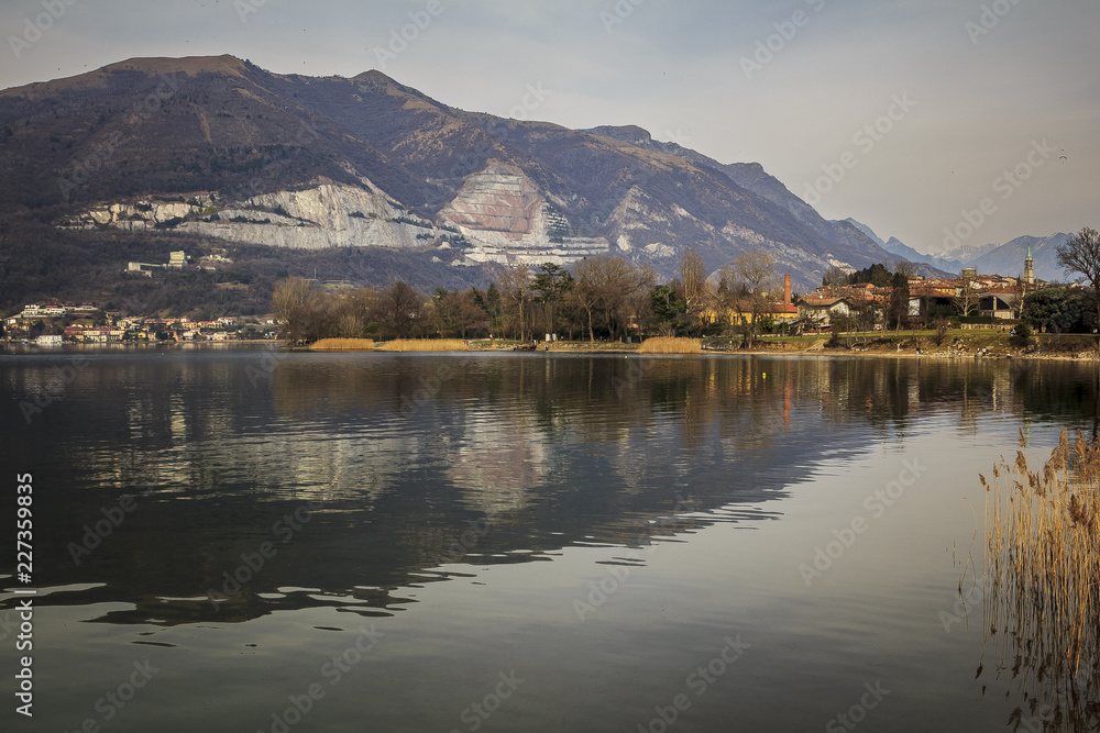 The Pusiano lake in Lombardy, Italy