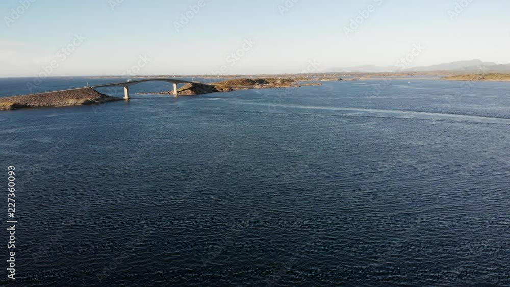 World famous Atlantic road bridge Atlanterhavsvegen in Norway Europe. Norwegian national scenic route. Tourist attraction World famous Atlantic road bridge Atlanterhavsvegen in Norway Europe. Norwegian national scenic route. Tourist attraction