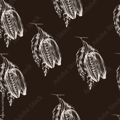 Hand drawn cocoa seamless pattern, vector