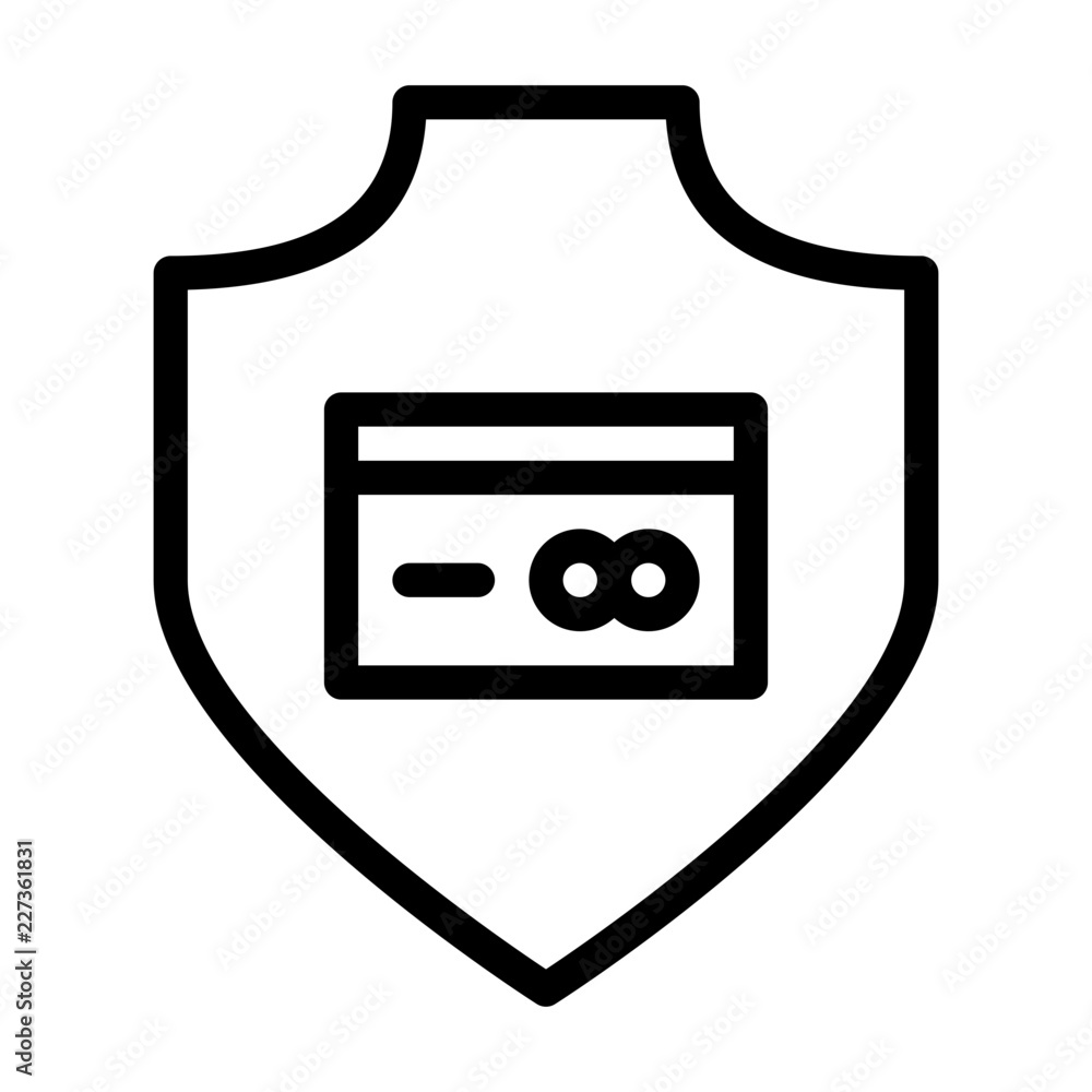 Credit Card Shield Security Safety Protection Secure vector icon Credit Card Shield Security Safety Protection Secure vector icon