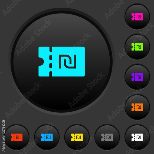 New Shekel discount coupon dark push buttons with color icons