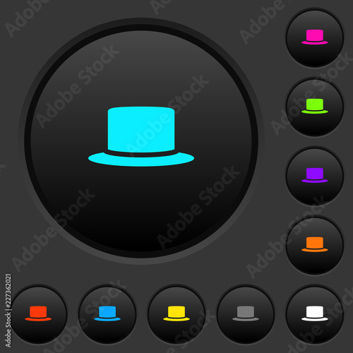 Silk hat dark push buttons with color icons