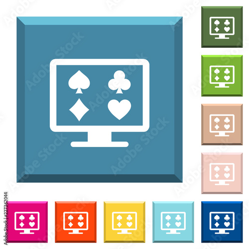 Online gambling white icons on edged square buttons