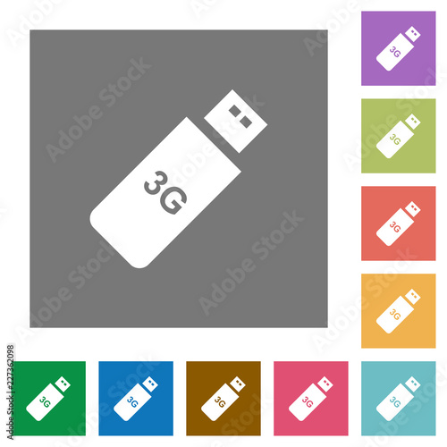 Third generation mobile stick square flat icons