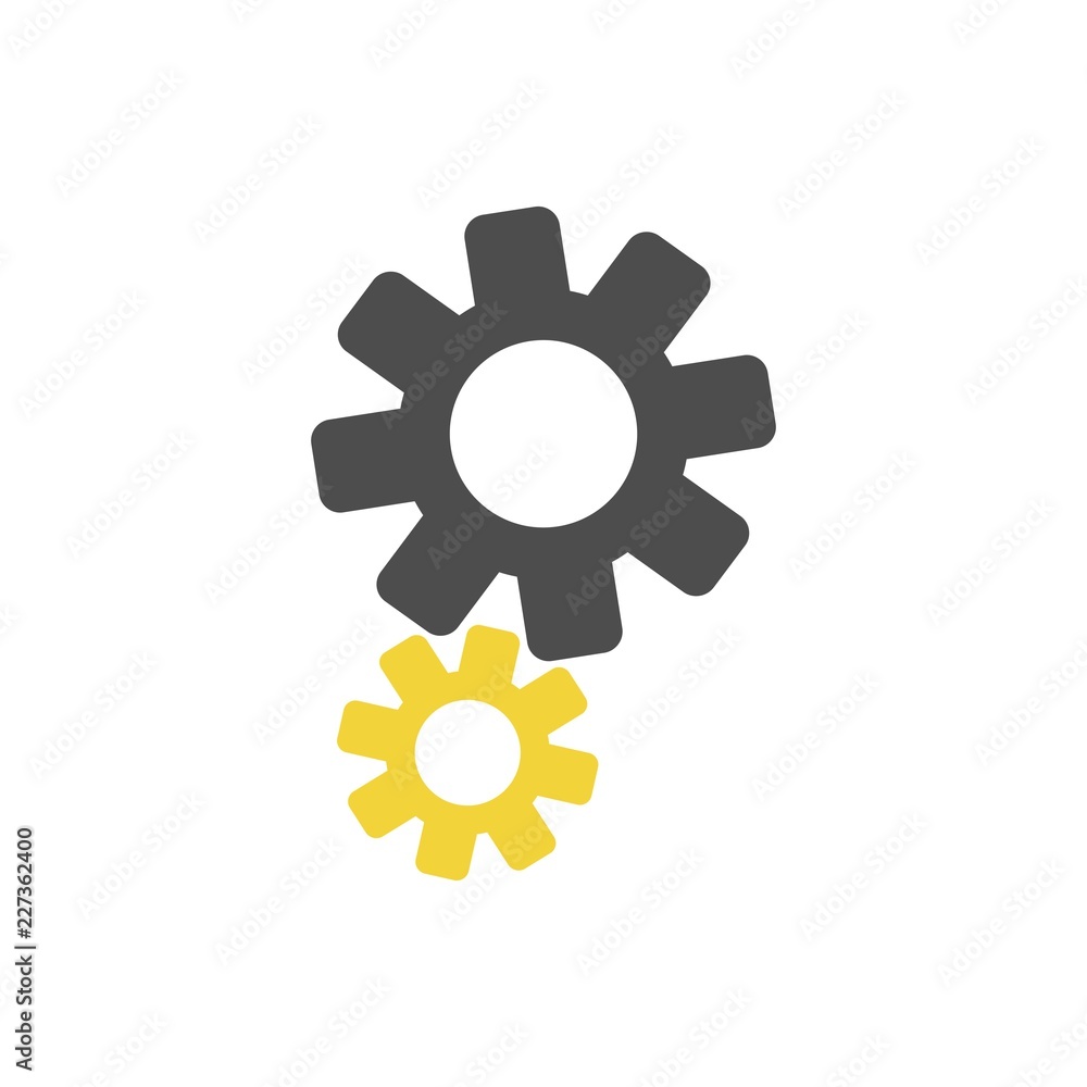 Settings icon with additional gears icon, vector illustration. Settings icon with additional gears icon, vector illustration.