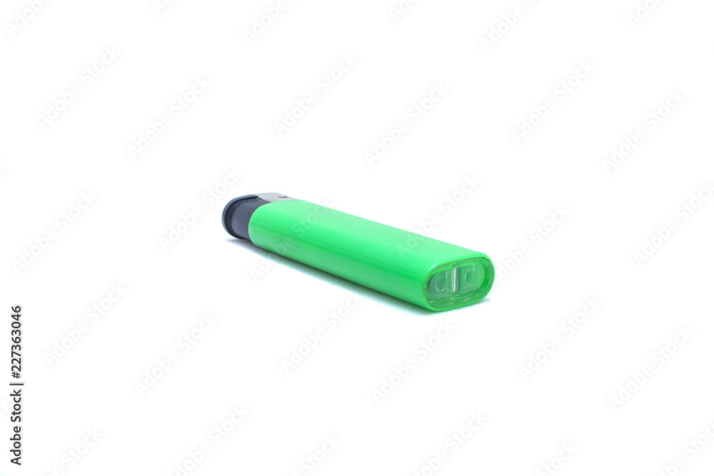 Green lighter on a white isolated background Green lighter on a white isolated background