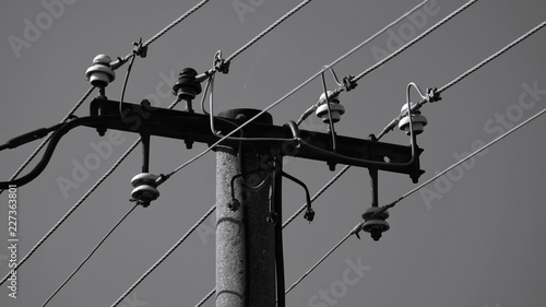 electricity pole in black and white