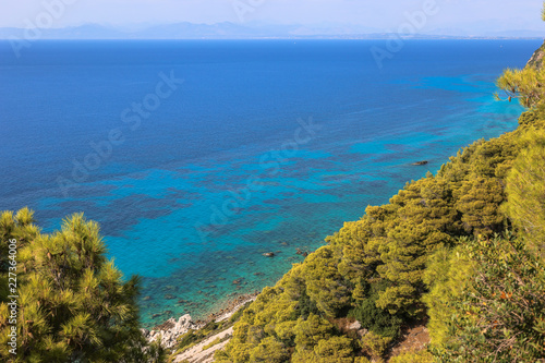 Fantastic view of the west coast of Lefkada island  Greece  Europe. Beauty of nature concept background.