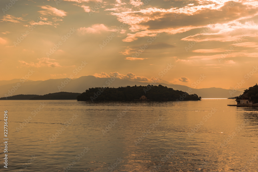 Morning view from the Nydri port. Nydri is a tourist place on the island of Lefkada in Greece