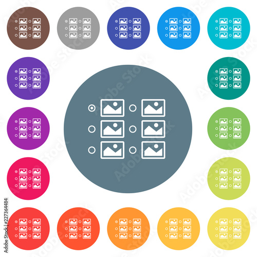 Single image selection with radio buttons flat white icons on round color backgrounds