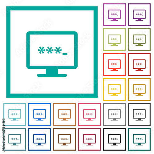 Entering to application flat color icons with quadrant frames