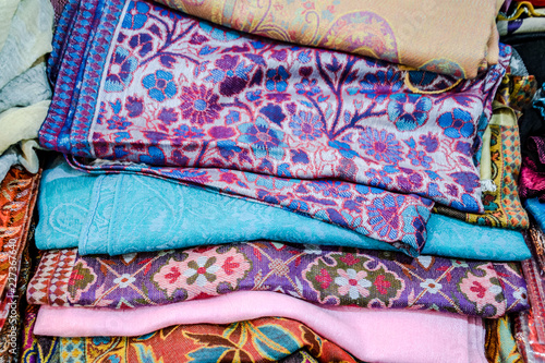 Fotografija Indian fabrics folded on the counter