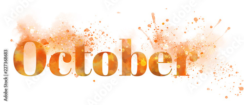 October inscription in watercolor style