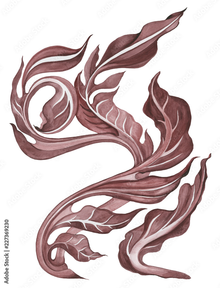 Obraz premium Abstract Flower. Hand Drawn Floral Pattern. Watercolor illustration, modern style