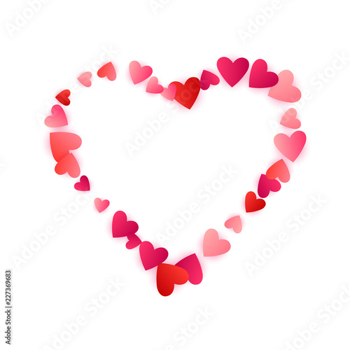 Red flying hearts bright love passion background.