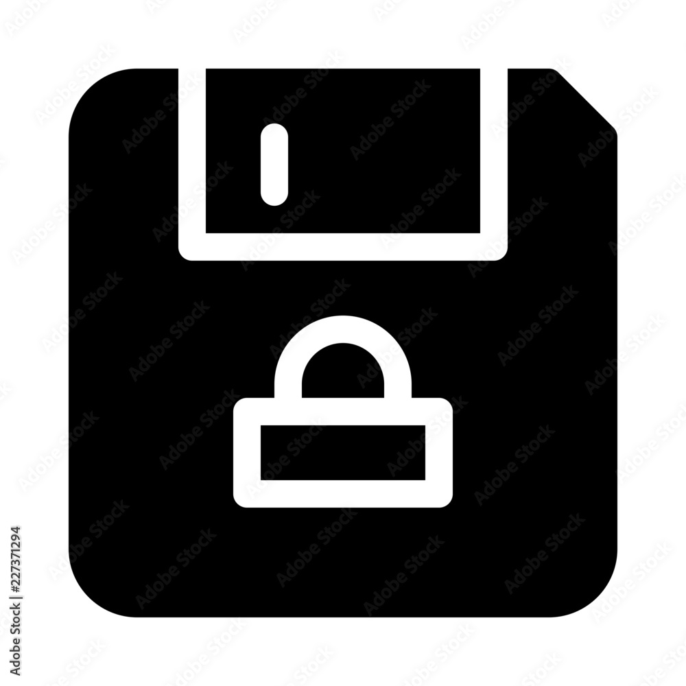 Floppy Lock Protect Protection Secure vector icon Floppy Lock Protect Protection Secure vector icon