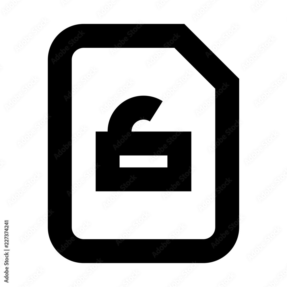 Document Unlock Protect Protection Secure vector icon Document Unlock Protect Protection Secure vector icon