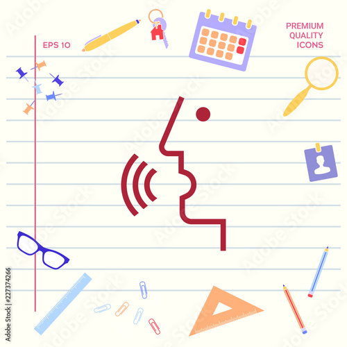 Voice control, person talking - icon
