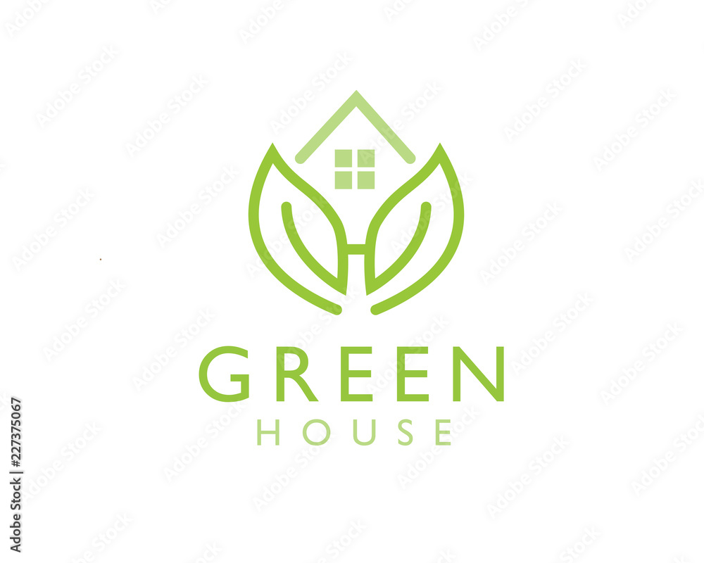 Green House, Leaf House, H initial Logo Design Inspiration Green House, Leaf House, H initial Logo Design Inspiration