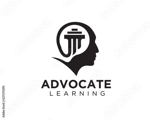 Head Human face, with human think Lawyer logo Design Inspiration