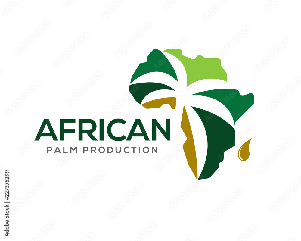Fototapeta premium African map and palm logo Design inspiration