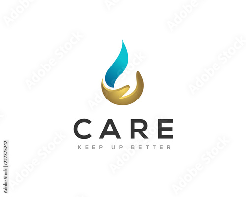 Water drop care logo design inspiration