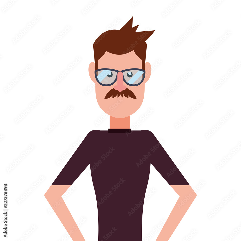 man portrait character on white background