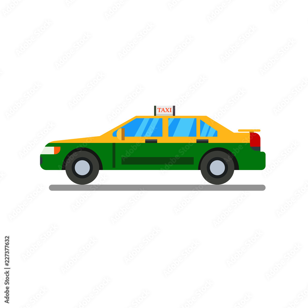 Thai Taxi flat design with isolated white background vector.Thai personal taxi-meter cab flat design style Thai Taxi flat design with isolated white background vector.Thai personal taxi-meter cab flat design style