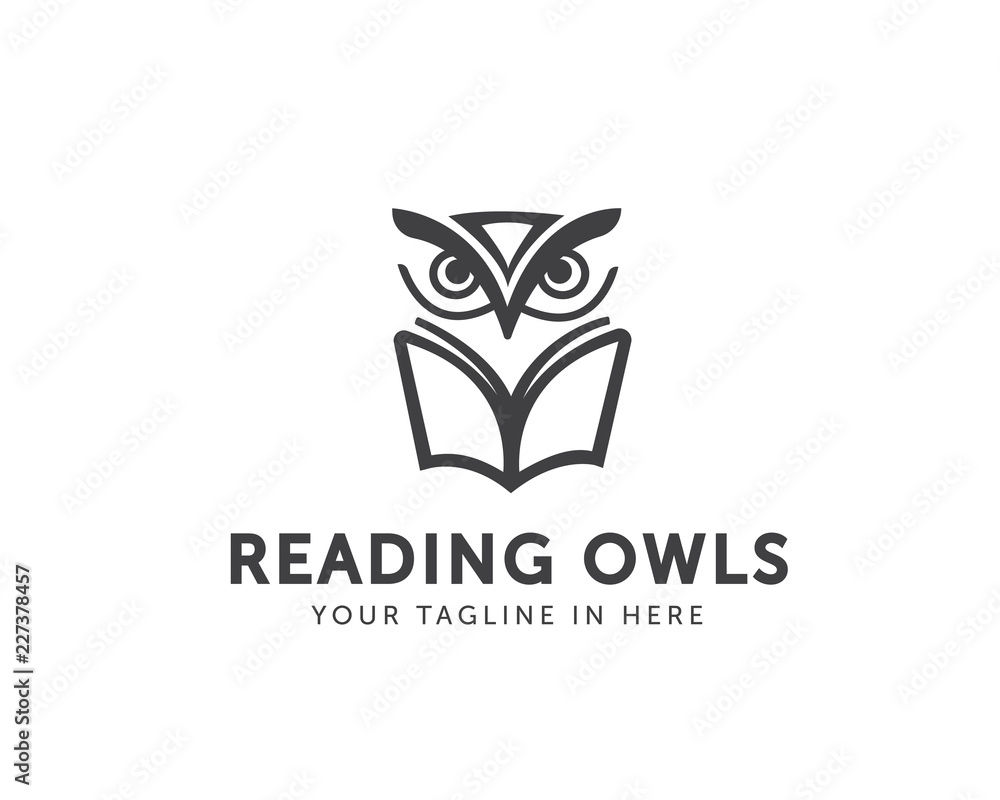 line art Owl book logo design, college owl book logo line art Owl book logo design, college owl book logo