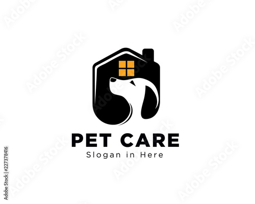 Dog house pet care logo design