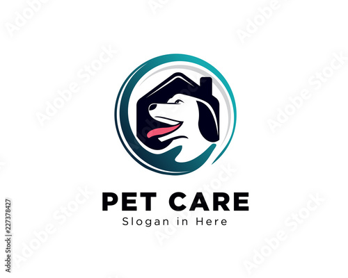 dog and house circle hand care logo