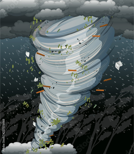 A cyclone swirl in dark storm