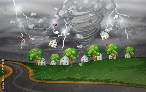 Cyclone hit the rural village