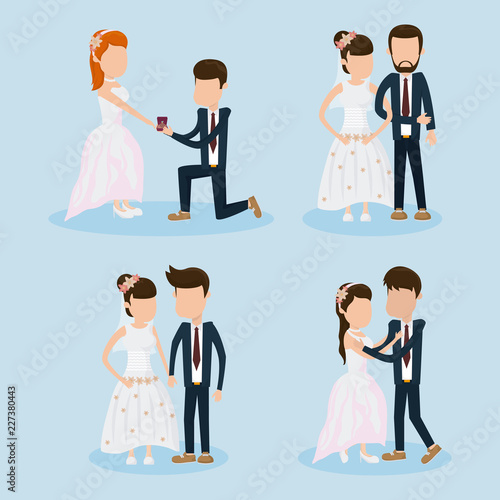 Set of wedding couple