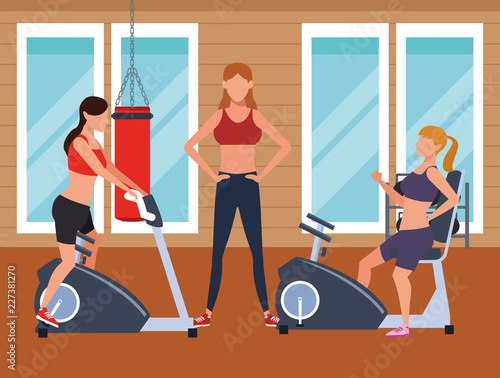 Fitness people and gym