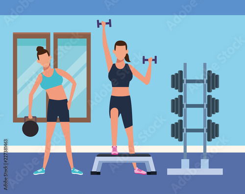 Fitness people and gym