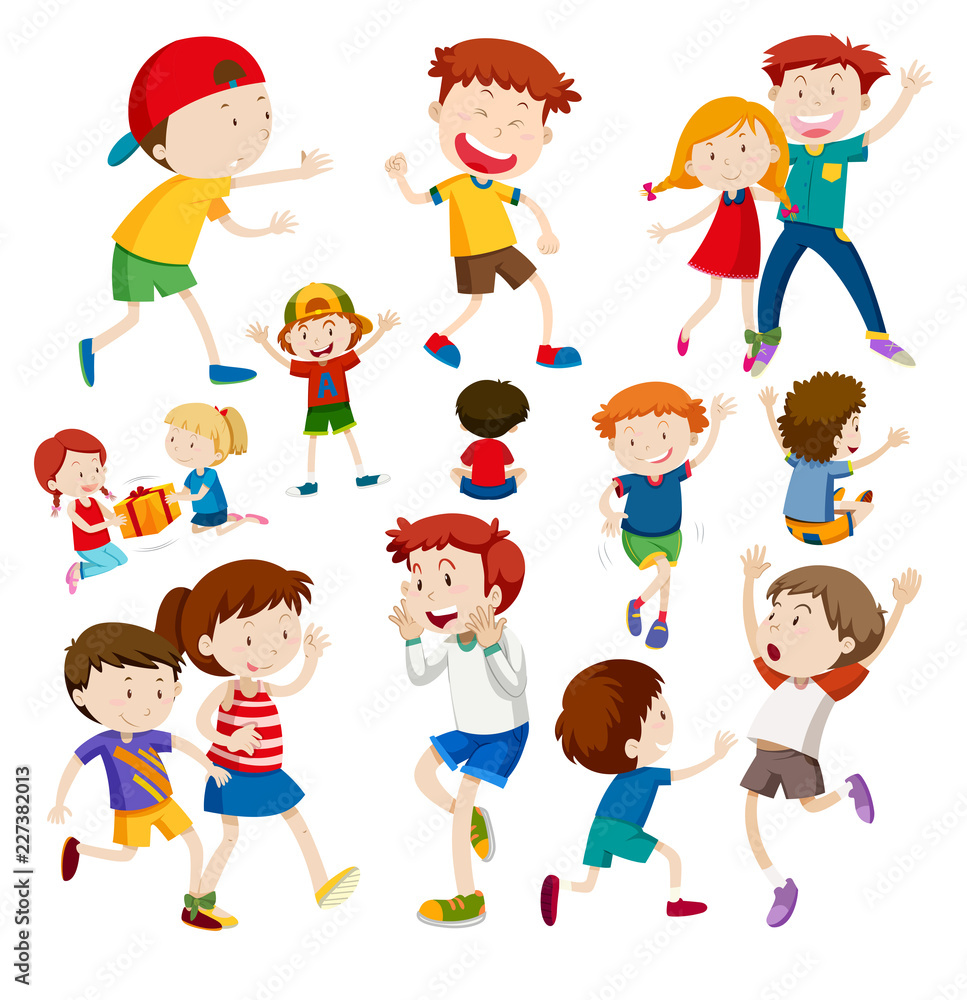 Set of happy children Set of happy children
