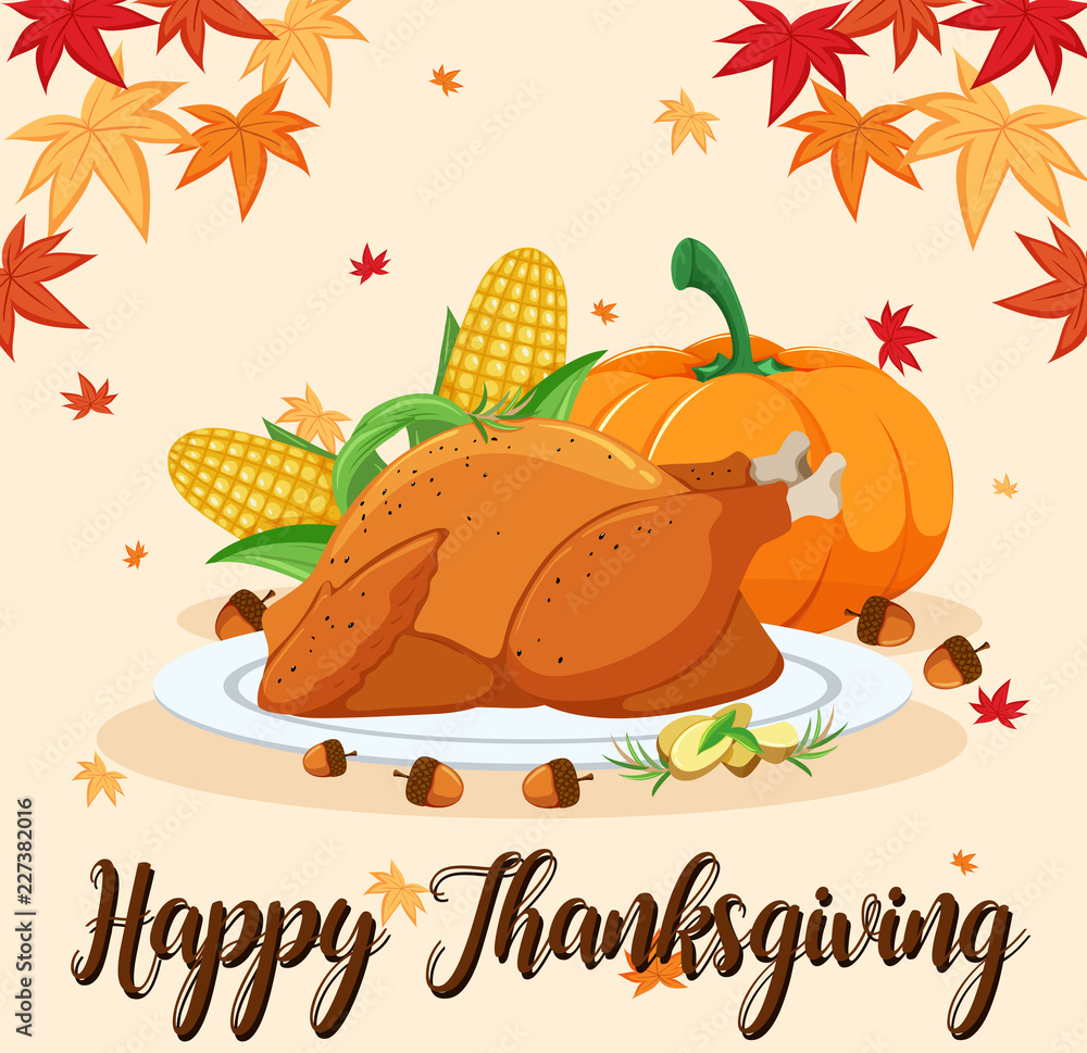 Happy Thanksgiving feast scene Happy Thanksgiving feast scene