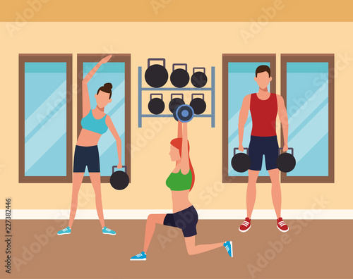Fitness people and gym