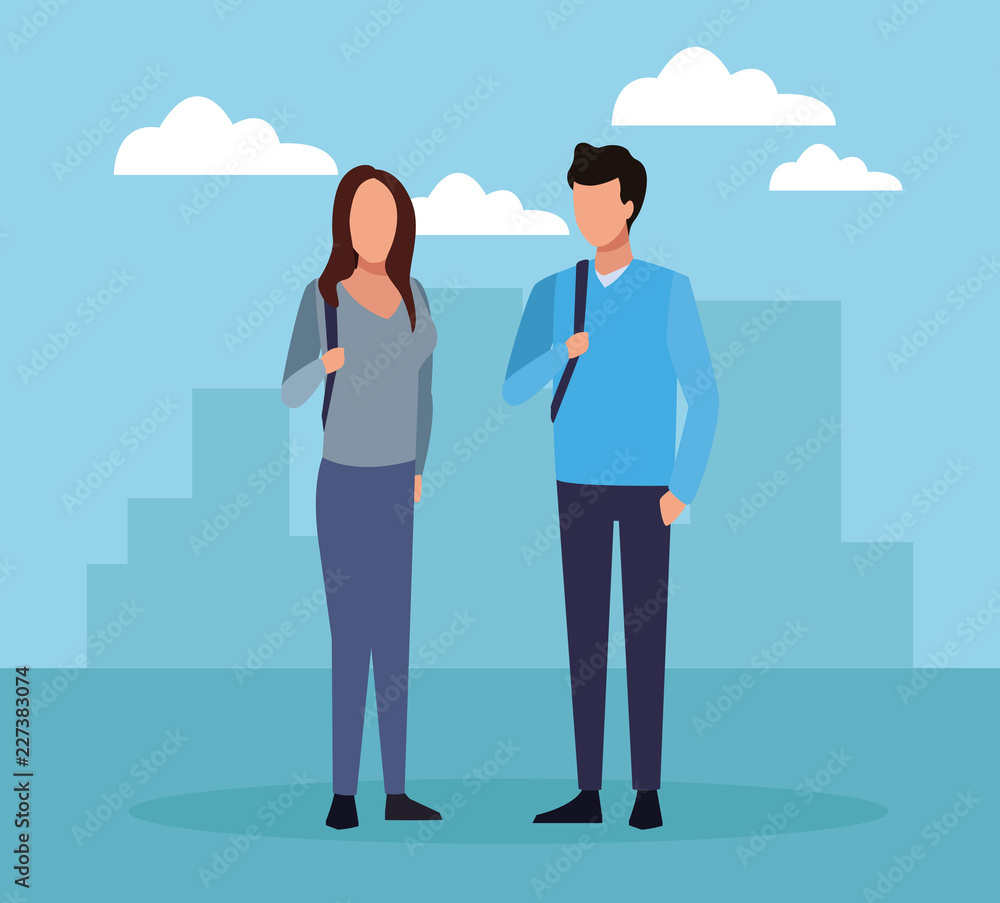 Obraz premium Young couple cartoon